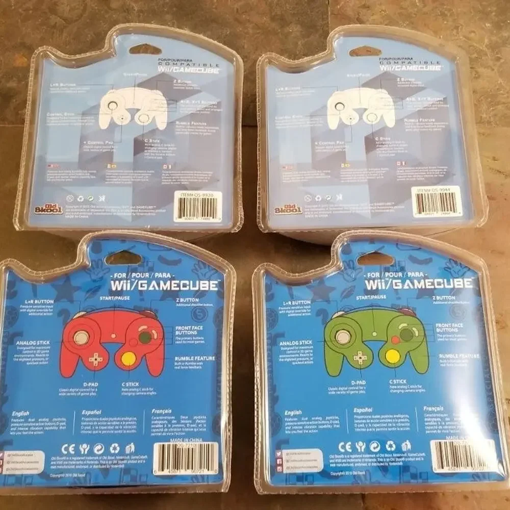 4 Gamecube Controllers - 4 Colors Bundle (NEW) Red Green Silver Orange, Nintendo